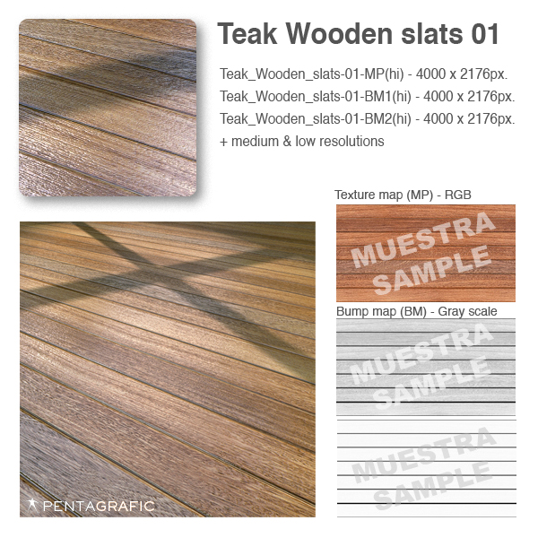 Teak Wooden slats 01 Strata